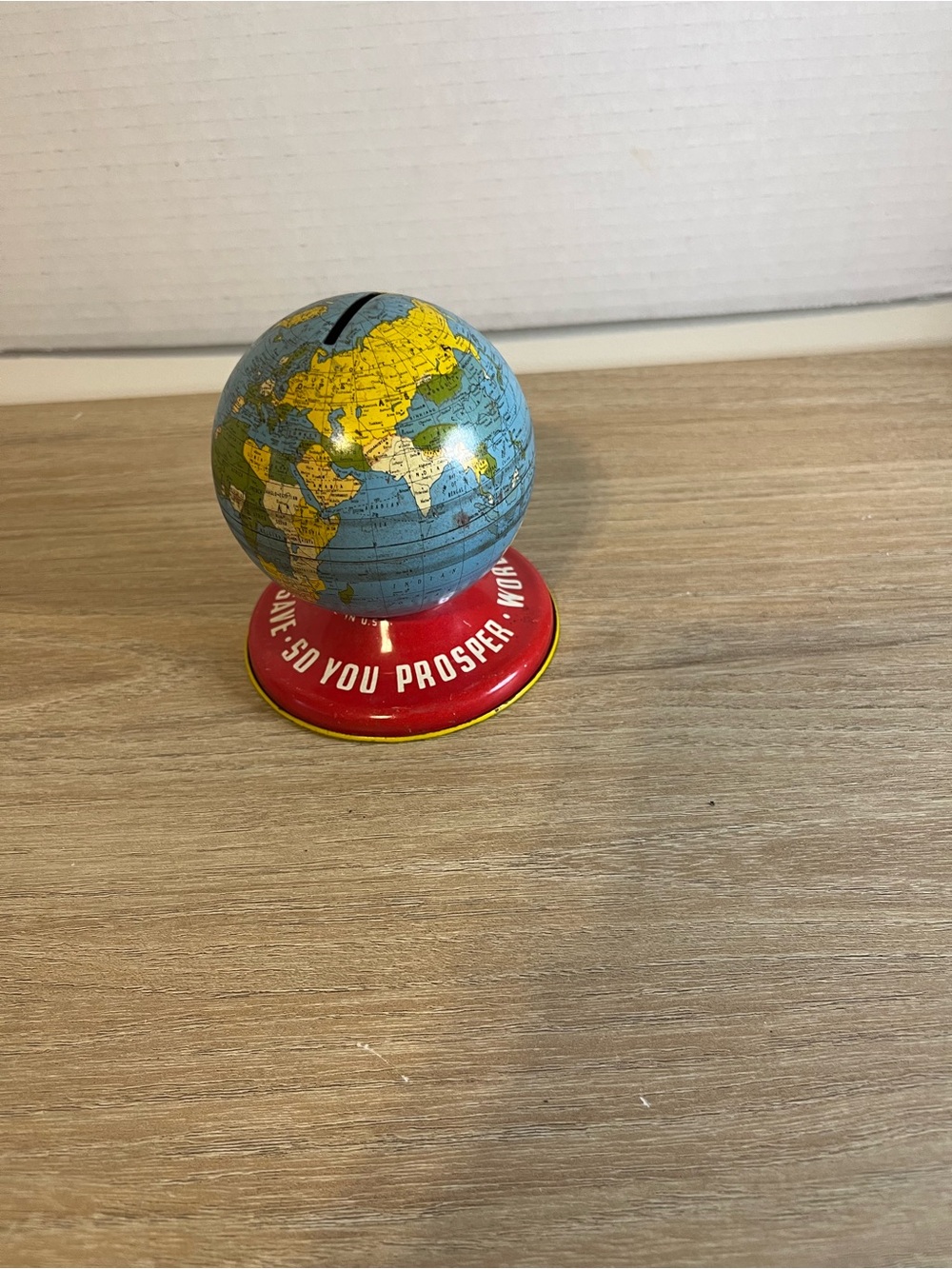 Vintage Globe Coin Bank - Blue and Red Kids Savings Bank - Picture 2 of 6